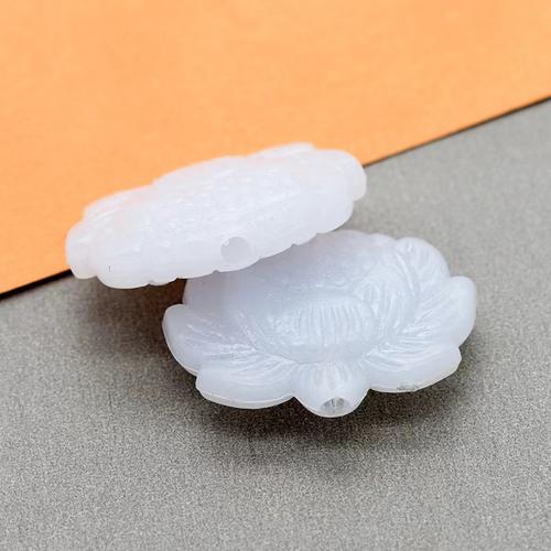 塑料仿白玉竖孔直通莲花流苏玉莲花配件diy手工艺品配件厂家直销